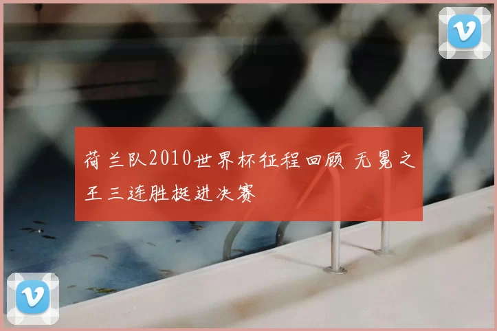 荷兰队2010世界杯征程回顾 无冕之王三连胜挺进决赛